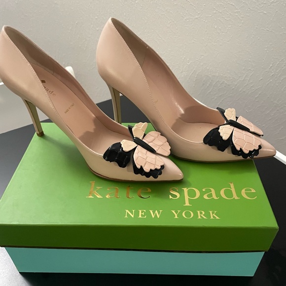 kate spade Nude and Black Butterfly Heels - Picture 1 of 5
